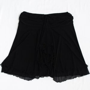 Vintage Y2K Black Tiered Asymmetrical Mini Skirt Sheer Sz M Fairy Grunge Whimsy